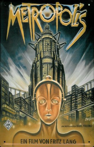 Buddel-Bini Versand Blechschild Nostalgieschild Metropolis Fritz Lang Filmplakat Retro Schild