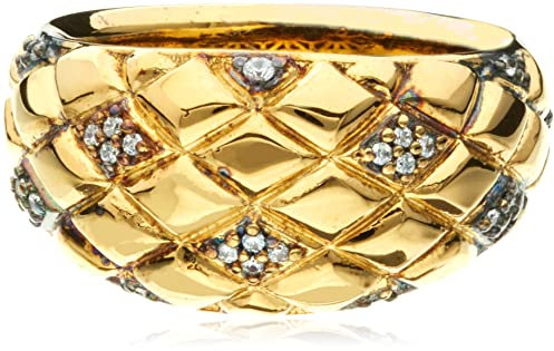 Esprit Damen-Ring 925 Sterling Silber rhodiniert Kristall Zirkonia lattice glam gold weiß