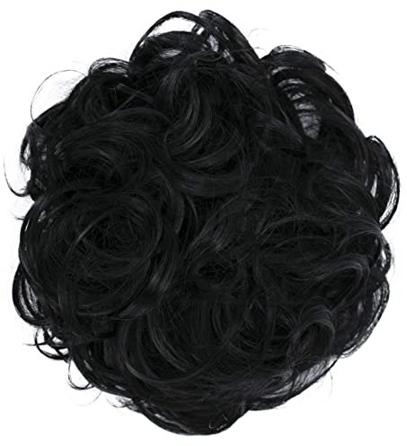 CAISHA Haarteil Haargummi Hochsteckfrisuren Brautfrisuren Voluminös Gelockt Unordentlich Dutt Kunstfaser DM15cm Schwarz G1A
