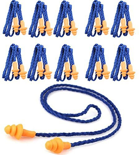 Monkeybrother Weich wiederverwendbar Silikon Gehörschutzstöpsel Ohrstöpsel mit Schnur 10 Stück (Lärm senkung 29DB)