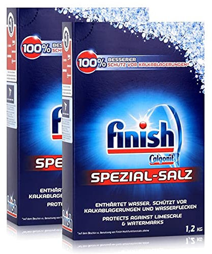 Calgonit Finish Lave-vaisselle de sel spécial 1,2 kg – enthärtet d'eau (Lot de 2)