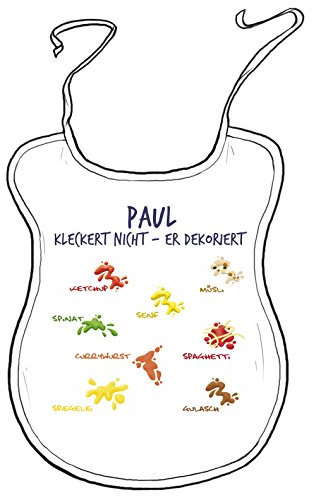 die stadtmeister Latz für Erwachsene/mit Wunschnamen (männlich) / Paul (bzw. Wunschname) kleckert nicht, er dekoriert