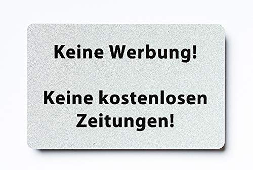 Keine Werbung keine kostenlosen Zeitungen 2x selbstklebend Aufkleber Briefkasten Briefkastenschild Haus Praxis Büro Geschäft silber