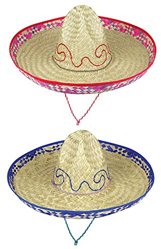 GCC Fashion Store Assorted only 1Sombrero Embroidered Straw Mexican Hat Men's Spanish Style Fancy Dress Hat