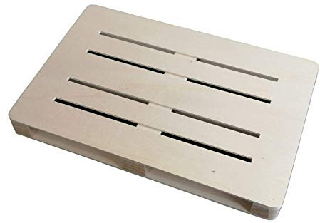 Greca Untersetzer aus Holz, Palette, Maße: 36 x 24 cm, aus Pappelholz in Rohform.