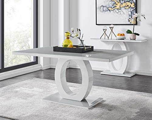 Furniturebox UK Giovani Grey High Gloss & Glass Dining Table