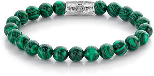 Rebel and Rose Stones Only Malachite Green 8mm Armband RR-80080-S-M (Lengte: 17.50 cm)