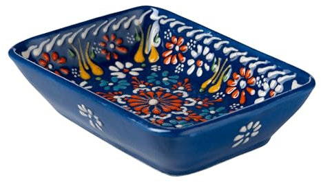 Seifenschale ottoman Keramik handbemalt (Dunkelblau-Weiß)