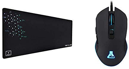 The G-Lab – Pad – Tapis de Souris & Kult Helium Souris Gamer Filaire USB - Capteur Optique 800 à 3200 DPI, Rétroéclairage LED 7 Couleurs, 6 Boutons - Souris Gaming Confortable et Légère (Noir)