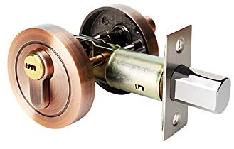 Home Door Single Cylinder Security Lock Deadbolt Zinc Alloy Safe Deadbolt Lock Door Handles Entrance Locker with Keys for 30-45 mm Thick Bathroom Bedroom Wooden Steel Door (Red Antique Copper)