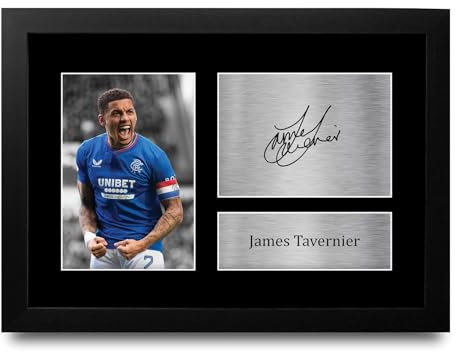 HWC Trading FR A4 James Tavernier Rangers Gifts Printed Signed Autograph Picture for Fans and Supporters - A4 Framed
