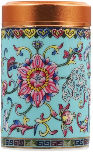 Ceramic Enamel Tea Canister, 80ml Porcelain Loose Leaf Tea Storage Jar with Airtight Screw Cap, Portable and Lightweight, Ideal for Spices, Coffee, Blue Spice Condiment
