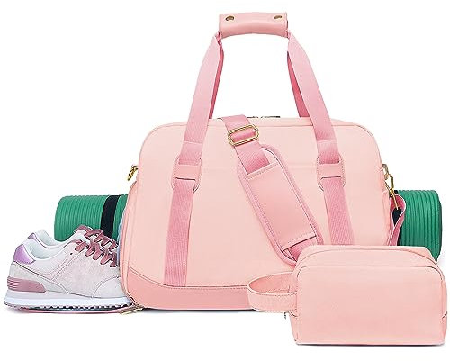 Sport-Turnbeutel für Damen, Sporttasche, Workout-Taschen mit Schuhfach und Nassfach, kleine Damen-Turnbeutel, A-rosa