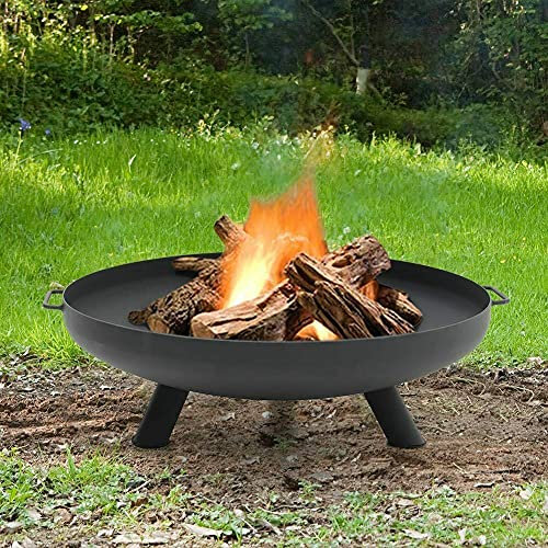 HoitoDeals 1Pcs Black Round Fire Pit Log Wood Burner Heater Bowl Legs For Garden, BBQ, Patio etc. (100cm)