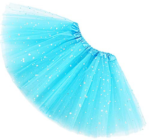 Ugitopi Sparkle für Mädchen Prinzessin Ballett Dance Layered Tüll Tutu Röcke, Water Blue