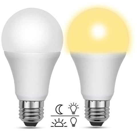 LED Dämmerungslampe E27 12W Warmweiß 3000K mit Lichtsensor, 1200LM, AC 230V, 160 Grad, E27 100W ersatz, Glühbirnen mit Dämmerungssensor für Außenlampe für Eingangsbereich Garten, 2er Set