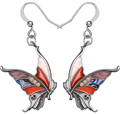 DUOWEI Emaille Schmetterling Ohrringe baumeln für Frauen Mädchen Drop Sommer Frühling Butterfly Earring Schmuck Geschenke (Braun)
