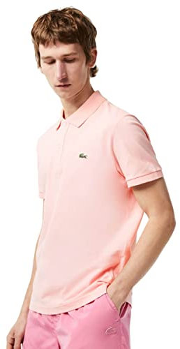 Lacoste Herren Polo-Shirt Kurzarm PH4012, Männer Polo-Hemd,2 Knopf,Slim Fit,Rosa,7
