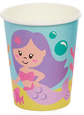 Baker Ross Gobelets Enfants en Carton motif Sirène - Lot de 10, Decoration Anniversaire Enfant (FC985)