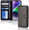 TECHGEAR iPhone 14 Leather Wallet Case, Flip Protective Case Cover with Wallet Card Holder, Stand and Wrist Strap - Black PU Leather with Magnetic Closure for iPhone 14 6.1