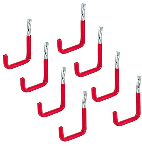 siwitec Wandhaken U-Form 145 x 120 x 60 x 90 mm rot gummiert, 8er-Set, Schwerlsthaken, Tragkraft 25 kg