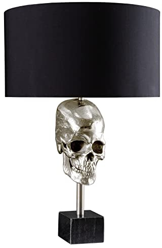 riess-ambiente.de Extravagante Tischlampe Skull 56cm schwarz Silber Metall Totenkopf Skulptur Leuchte