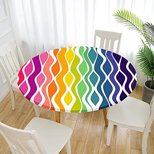 Morbuy Rund Tischdecke Elastisch, Lotuseffekt Abwischbar Rund Tischdecken Mehrfarbig Tischtuch für Küchen Garten Outdoor (Durchmesser 180cm,Oval)