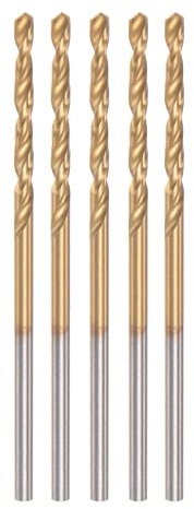 sourcing map 5pcs Twist Drill Bits 1.5mm Titanium Coated (HSS-E) M42 High Speed Steel 8% Cobalt Straight Shank for Stainless Steel Aluminum Alloy Metal