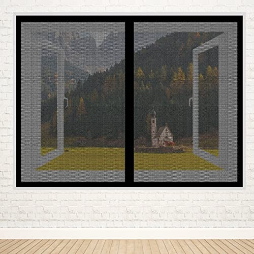 Unsichtbares Moskitonetze Fenster 250 x 200 cm Moskitonetz für Fenster Moskitonetz Fenster waschbares Netz für HausFenster, Innenhöfe, TerrassenFensteren, Schwarz