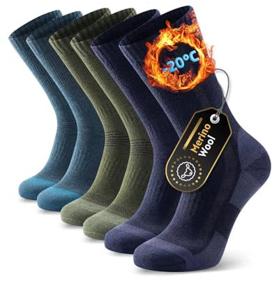 Ruixue Merino Wandersocken Herren & Damen, Outdoor Socken Trekkingsocken, Merinowolle Sportsocken Laufsocken Sneakersocken für Herren, Damen & Kinder[3 Paar]