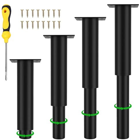 4 Stück Möbelfüße Verstellbar,25-42cm Möbelfüße Schwarz,Verstellbare Möbelfüße,Möbelfüße Verstellbar Für Aofa Füße Möbelfüsse,Nachttisch,TV-Schrankfüsse,Belastbar Bis 800 KG,(Mit Schraubendreher)