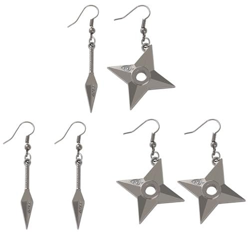 simyron Ear Decoration Jewelry, Earring, 3 Pairs Alloy Plating Japanese Cartoon Eardrop for Cosplay Party for Men and Women