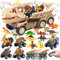 TEUVO Camion Dinosaure Jouet Enfant pour 3 4 5 6 7 Ans, Dino Camion Transporteur Voiture avec Sons et Lumières Réalistes Camion Jouet 5 Dinosaure Voiture & Figurines, Cadeau Garcon Anniversaire Noël