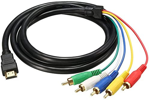 XYWHPGV Cable HDMI a 5 RCA Macho a Audio Video AV Conversión Cable de línea Adaptador Transmisor para HDTV DVD 1080P 5 pies 1,5 m Plástico negro(ca3ec 6304e 06c50 e3942 884f7 efc10