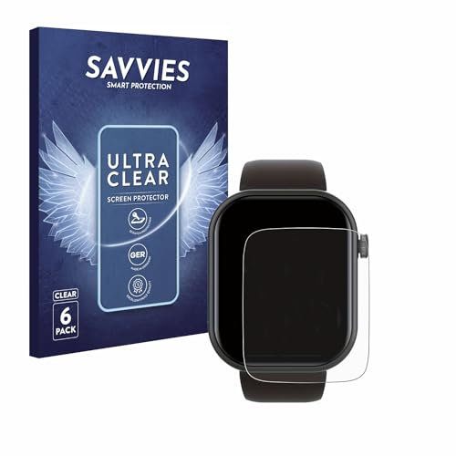 Savvies 6 Stück Schutzfolie für Smartwatch IDW15 1.8 Displayschutz-Folie Ultra-Transparent