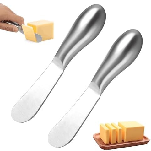 2 Piezas Cuchillo de Mantequilla, Cuchillos de Mantequilla Pequeños, Cuchillo Para Desayuno, Cuchillos de Mantequilla, para Esparcir Queso y Mantequilla Esparcidor Mantequilla de acero Inoxidable