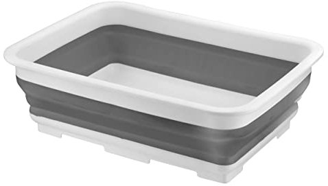 HOMESHOPA Rectangular Collapsible Washing Up Bowl, 10 Litre Foldable Washing Basin, Compact Storage, Space Saving, Kitchen Sink Bowl, Portable for Outdoor Camping Caravans (Grey)
