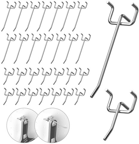 MOERDIFFER 30 Pegboard Hooks, Peg Boards for Walls, Perforated Wall Hooks, Peg Board Hooks for Wall Retail Display Store Supermarket Length 10 Cm and 5 Cm Single Hook