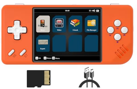 RG28XX Consola de juegos de mano retro de 2.8 pulgadas, reproductor de videojuegos, tarjeta TF 64G preinstalada 5000+ juegos 3100mAh batería (naranja lava)