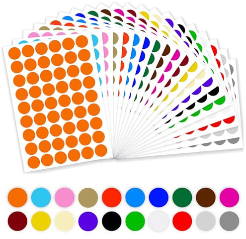 Rhimooay 2160 Stück Klebepunkte Bunt, 20 Farben Bunte Klebepunkte, 20mm Runde Punktaufkleber Klebepunkte Etiketten Markierungspunkte, Rund Aufkleber für DIY, Kalende, Aufbewahrung, Planer