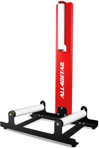 ALL4DETAIL Felgenständer mit Laufrollen für Reinigung, Versiegelung und Wartung von Rädern, Heavy Duty Detailing Wheel Cleaning Stand für Rad-Reifen-Reinigung Keramik-Beschichtung Polieren (RED)