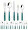 Royal Shang Youpin Zwei Nagel Kunststoff Griff Küche Edelstahl Besteck Geschirr Besteck Besteck Set Steak Messer Gabel Löffel Teelöffel (Grün,20 Stück)