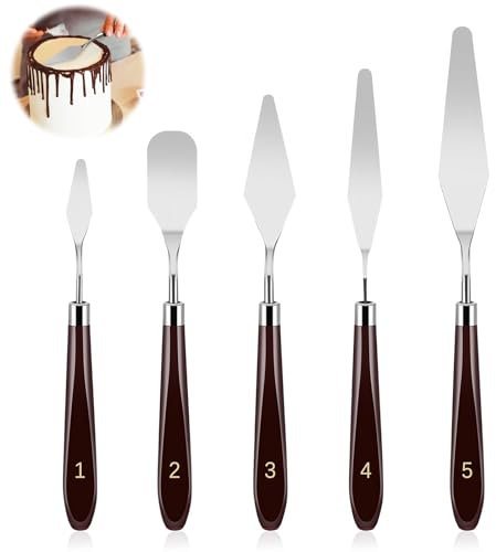 5 Stück Kuchen Dekorieren Schaber, Tortendekoration, Backen Gebäck Werkzeug, Kuchen Creme Spachtel zum perfekten Verteilen von Cremes, Icings und Strukturpasten, ideal für Backen