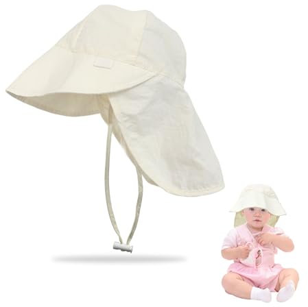 FUIPVGI Bebé Sombrero De Sol para Bebé, Ajustable Bucket Sun Hat, Gorro Verano de Pescador, Protección Solar Gorra, Niño UPF 50+ Gorro De Natación, para Exteriores, Natación, Playa, Piscina (Beige)