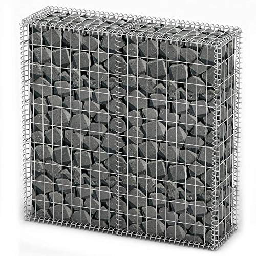 Rantry Gabionenkorb mit Deckel aus verzinktem Draht, 100 x 100 x 30 cm, Blumenkasten für den Außenbereich, Gabione Blumenkübel Gabione Stein Zaun Garten Gabione