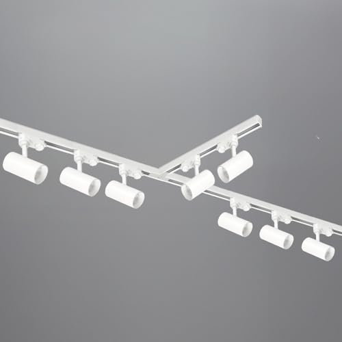 3-Phasen-Schienen-Set NEXTRACK - Schienensystem Komplett-Set mit 8x GU10 Spots und 1m+1m+2m Schiene + Schalter T (Weiß, 2x1m+2m Schiene + Verbinder T)