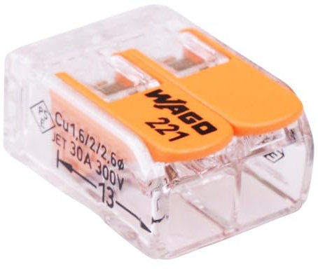 Wago Compact Lever Connector 6mm² 41A 221 Series (Pack of 10, 2-Way (612))