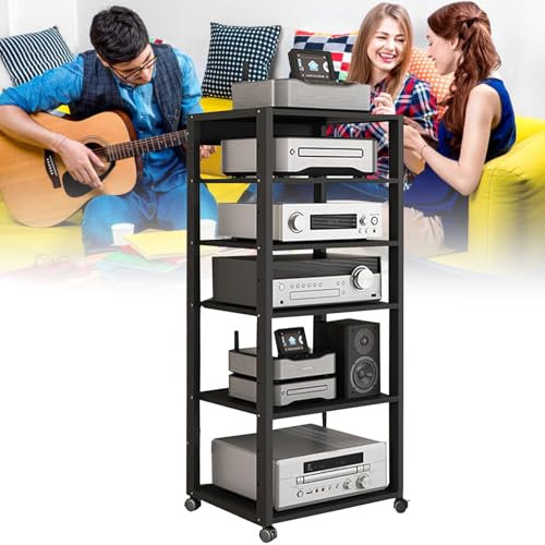 YEHOZZ Stereo-Komponenten-Rack-Schrank, Av-Schrank Für Heimkino, Medienständer, Audio-/Video-Komponentenschrank, Plattenspieler/Plattenspieler/Stereo-Receiver,131cm/51.6inhigh(6tier)