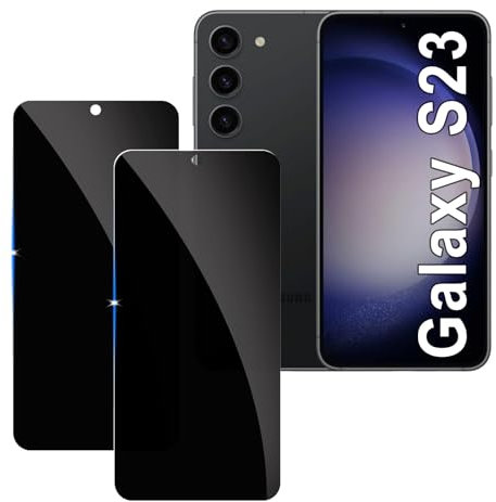 【2 Piezas】 Protector Pantalla Privacidad para Samsung Galaxy S23,Cristal Templado Anti Espía,Anti-Espía Vidrio Película,9H Dureza,Anti-Arañazo,Sin Burbujas,Privacy Screen Protector