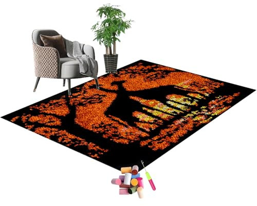 SZKBEUO KnüpfsetsSelbst Knüpfen Set für Erwachsene Latch Hook Kit, Knüpfteppich Zum Selber knüpfen, Kreuzstich-Set, Teppichherstellung, Kissen, Handarbeit für Anfänger, Heimdekoration 38x52CM